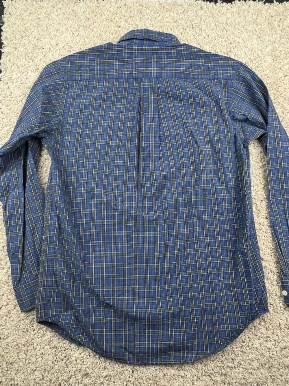 Ralph Lauren Blue Yellow Plaid Boys Size XL Button Up Cotton Casual Long Sleeve